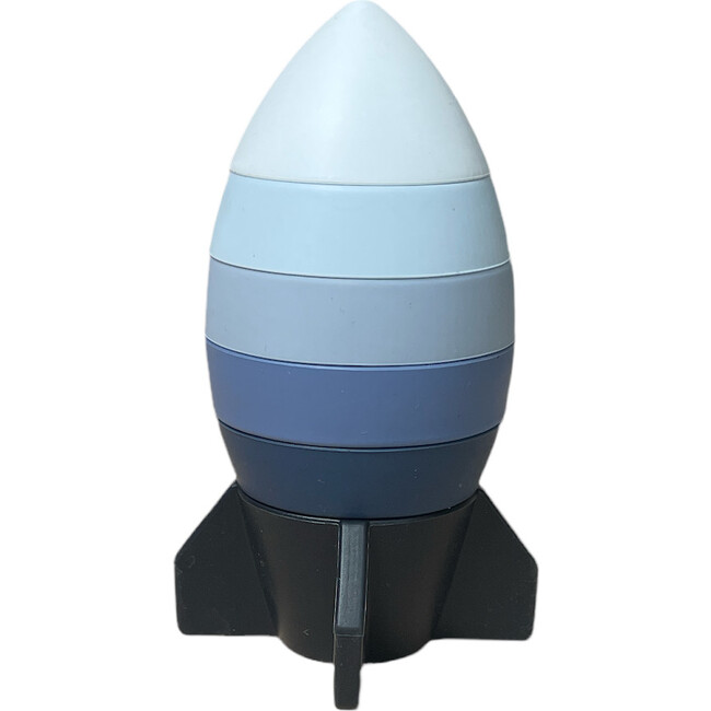 Silicone Rocketship Stacker, Blue