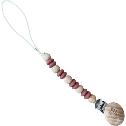 Petite Ori Pacifier And Toy Clip, Light Mahogany - Pacifiers - 1