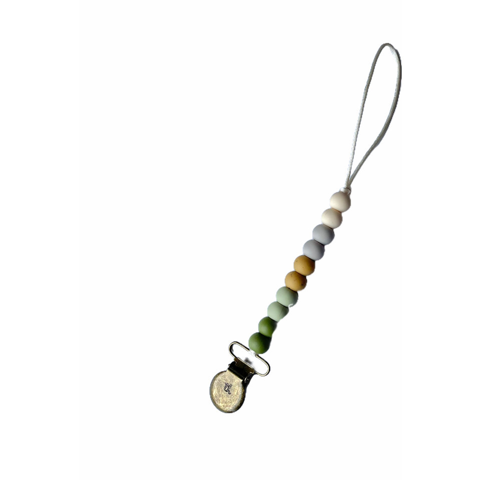 Petite Molly Pacifier And Toy Clip, Olive Martini - Pacifiers - 1