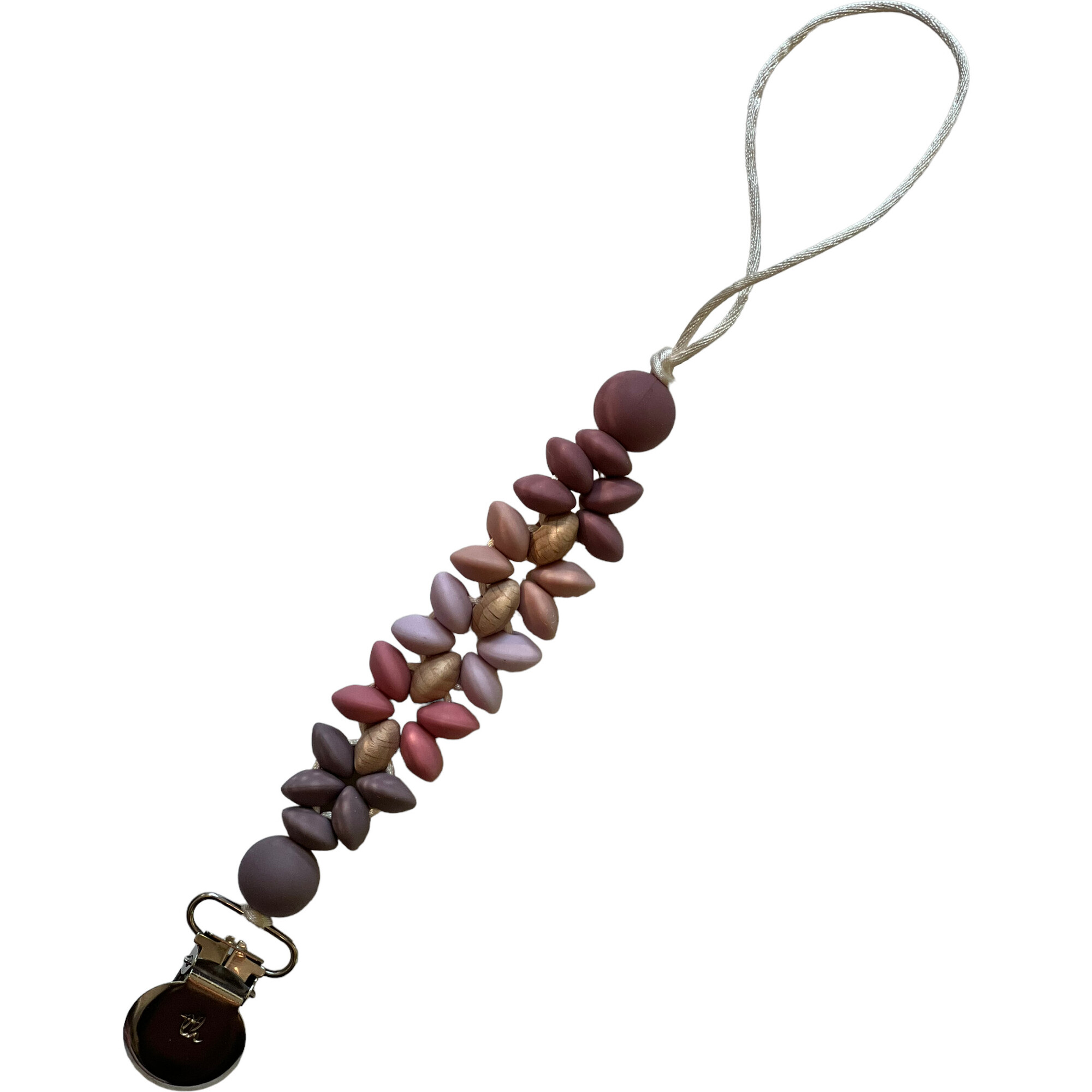 Petite Mila Pacifier And Toy Clip, Mauve - Pacifiers - 1