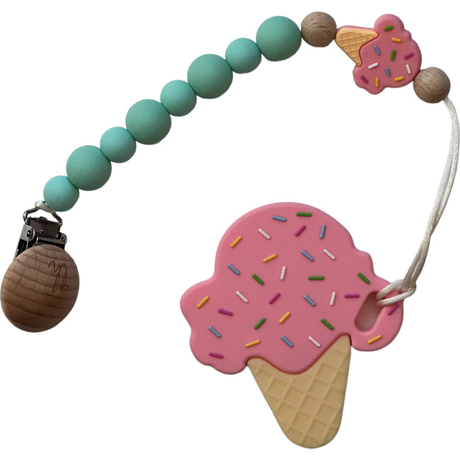 Ice Cream Pacifier And Toy Clip With Teether Bundle, Strawberry