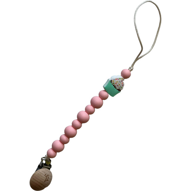 Cup Cake Pacifier And Toy Clip, Mint