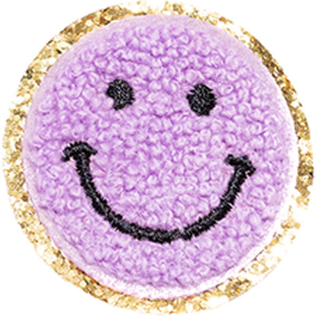 Chenille Smiley Face Patches, Lavender (Set Of 2) - Other Accessories - 1