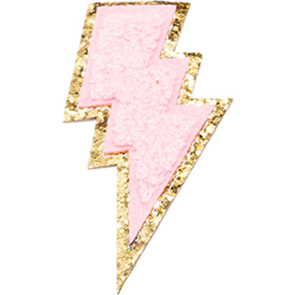 Chenille Lightning Bolt Patches, Pink (Set Of 2)
