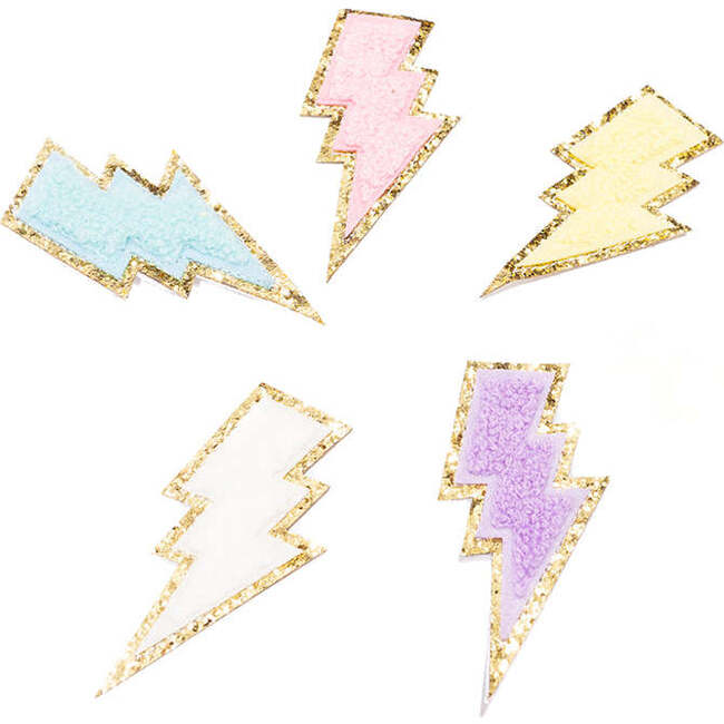 Chenille Lightning Bolt Patches, Pink (Set Of 2) - Other Accessories - 2