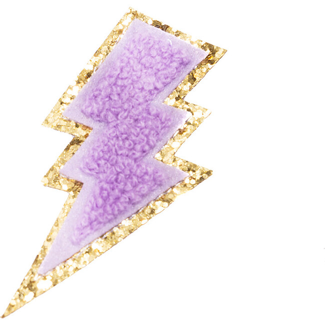 Chenille Lightning Bolt Patches, Lavender (Set Of 2)