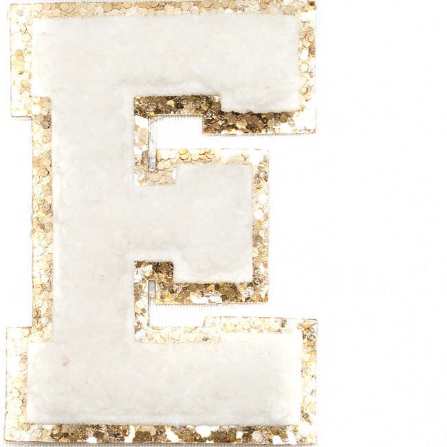 Chenille 3-Inch Sparkle Letter Patch, White