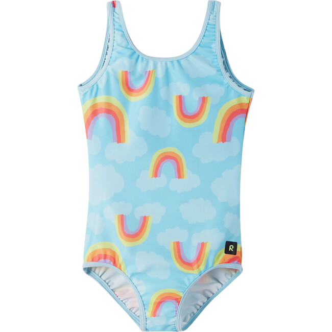 Uimaan Sleeveless Piped Swimsuit, Turquoise