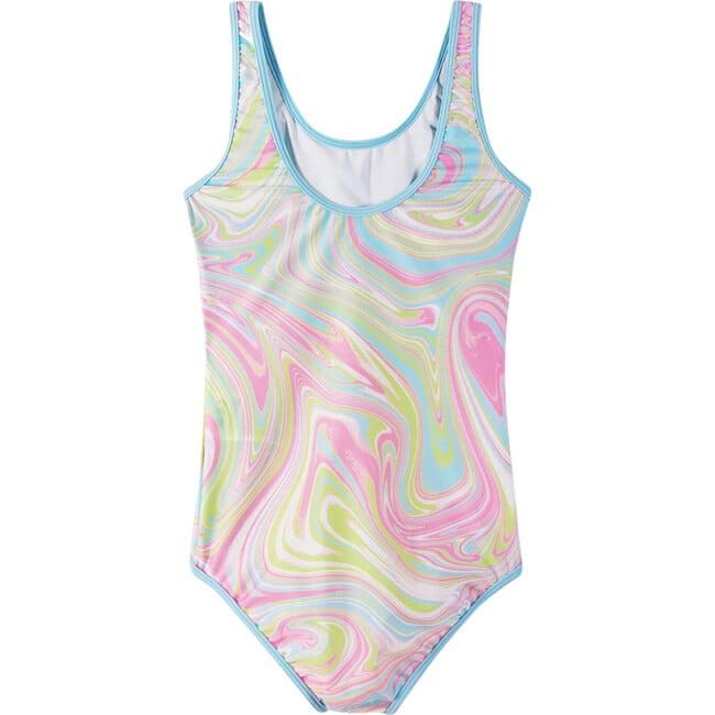 Uimaan Sleeveless Piped Swimsuit, Light Turquoise - One Pieces - 2