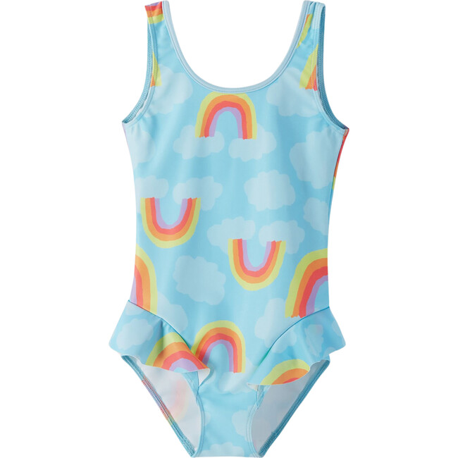 Korfu Sleeveless Ruffle Waist Swimsuit, Light Turquoise