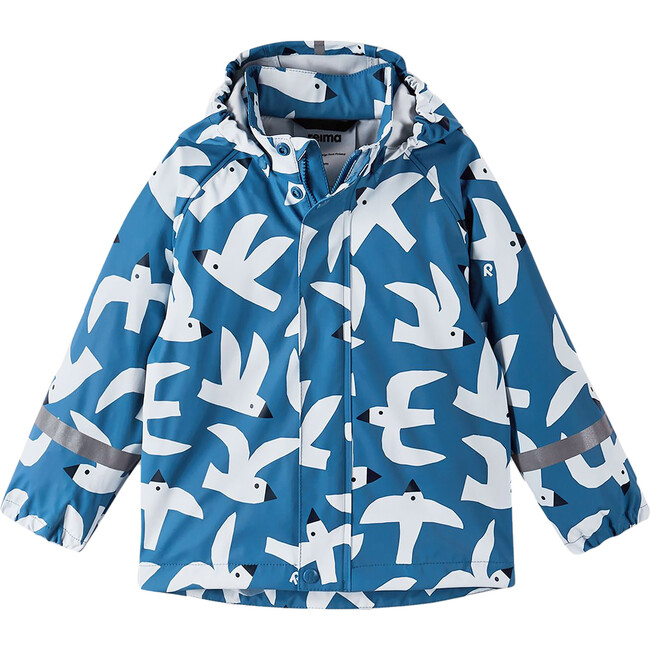 Vesi Detachable Hood Zipper Raincoat, Denim Blue