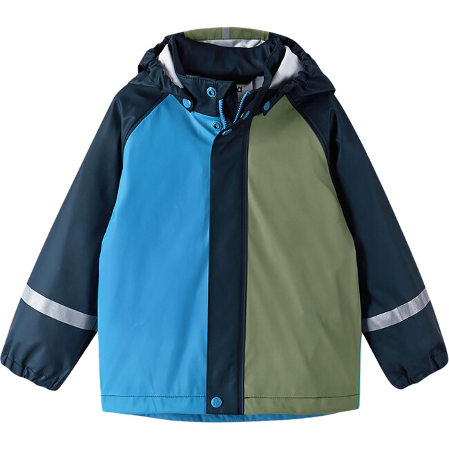 Vesi Detachable Hood Zipper Raincoat, Blue