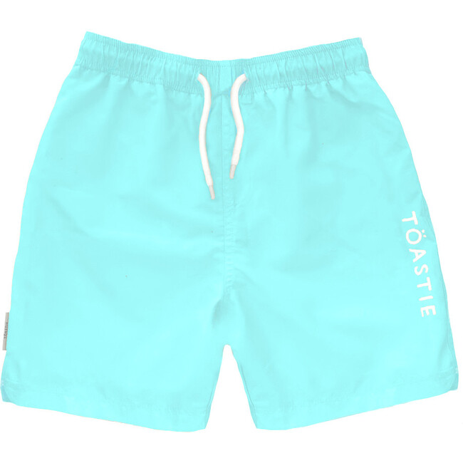 UV Protector Woven Drawstring Swim Shorts, Aqua