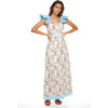 Maris Linen Maxi Dress, Peach and Blue Floral - Dresses - 1 - thumbnail