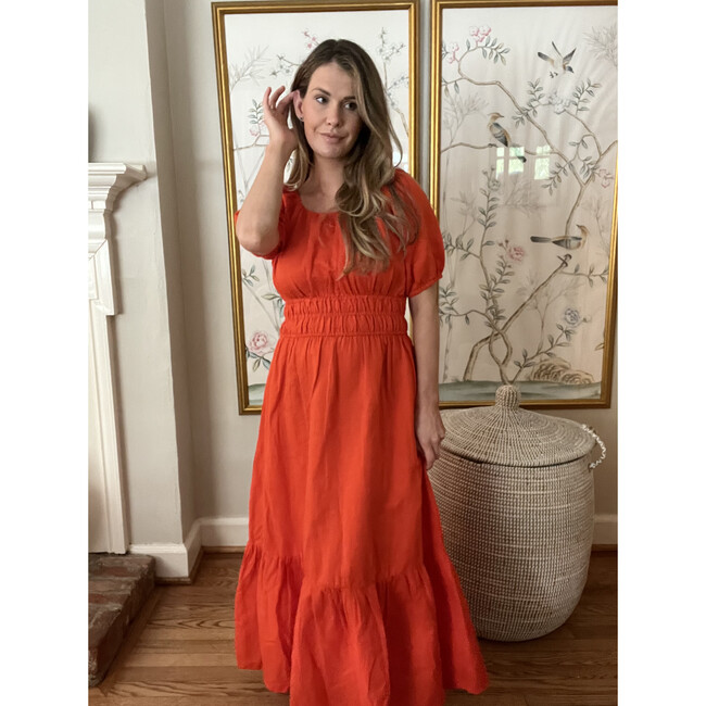 Bea Linen Maxi Dress, Hot Orange - Dresses - 2