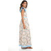 Maris Linen Maxi Dress, Peach and Blue Floral - Dresses - 2
