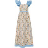 Maris Linen Maxi Dress, Peach and Blue Floral - Dresses - 3