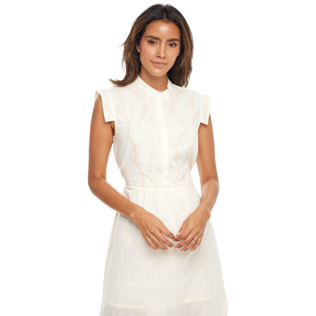 Tori Midi Dress, Ivory Embroidery - Dresses - 3