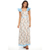 Maris Linen Maxi Dress, Peach and Blue Floral - Dresses - 4