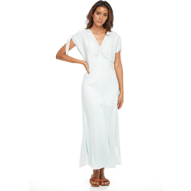 Angelina Maxi Dress, Soft Blue Plaid - Dresses - 5