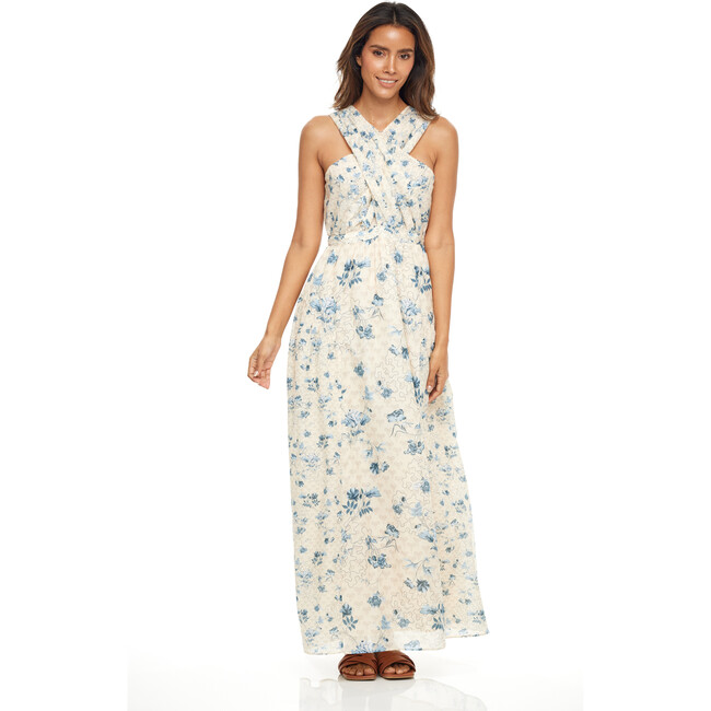 Collette Maxi Dress, Royal Blue Garden - Dresses - 6