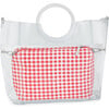 Extrovert Tote Clear Handle W/Red Gingham Pouch, Red and White - Bags - 1 - thumbnail