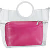 Extrovert Tote Clear Handle W/Two-Tone Pouch, Red and Pink - Bags - 1 - thumbnail