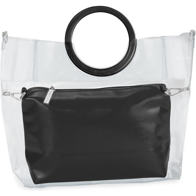 Extrovert Tote Black Handle W/Black Patent Leather Pouch, Black
