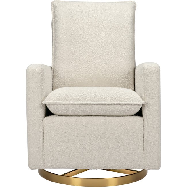 Cali Pillowback Swivel Glider, Ivory Boucle And Gold Base - Nursery Chairs - 3