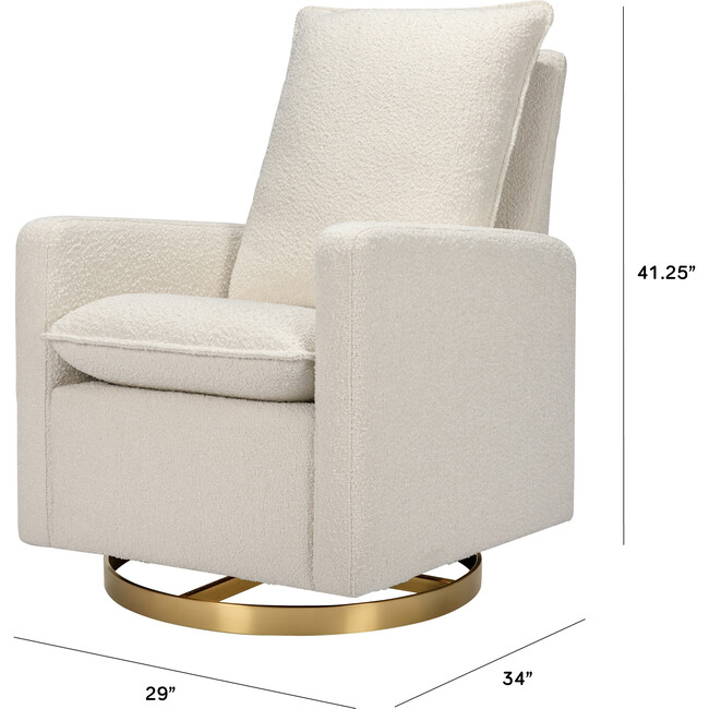 Cali Pillowback Swivel Glider, Ivory Boucle And Gold Base - Nursery Chairs - 6