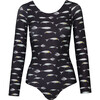 Women's Surf One-Piece Swimsuit, Black Fish - One Pieces - 1 - thumbnail