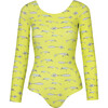 Women's Surf Scoop Neck Long Sleeve One-Piece Swimsuit, Lemon Fish - One Pieces - 1 - thumbnail