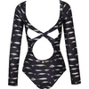 Women's Surf One-Piece Swimsuit, Black Fish - One Pieces - 2