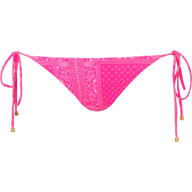 Women's Lola Thin Side Tie Strap Bottom, Fucsia Bandana - Two Pieces - 1