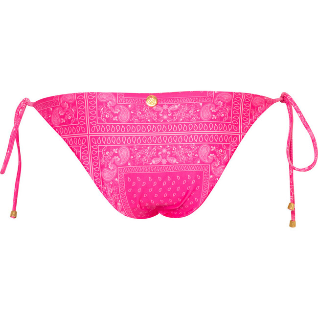 Women's Lola Thin Side Tie Strap Bottom, Fucsia Bandana - Two Pieces - 2