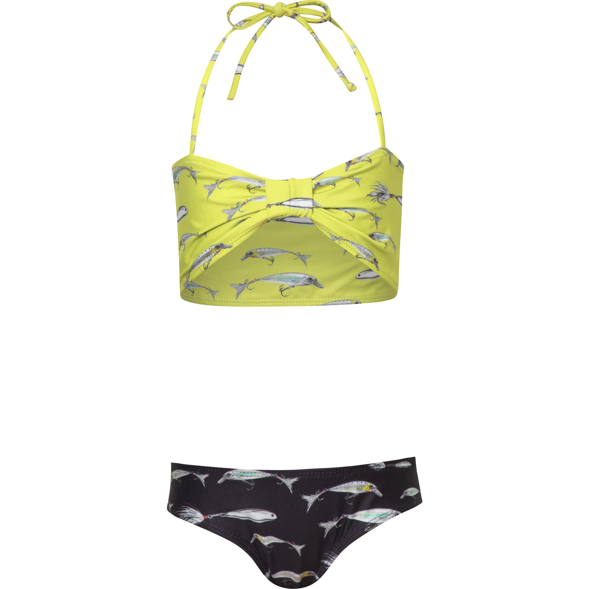 Salome Bow Top And High Waist Bikini, Lemon And Black Fish - Two Pieces - 1