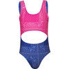 Sal Thin Strappy Back One Piece Trikini, Fucsia Bandana And Blue - One Pieces - 1 - thumbnail