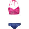 Salome Bow Top And High Waist Bikini, Fucsia Bandana And Blue - Two Pieces - 1 - thumbnail