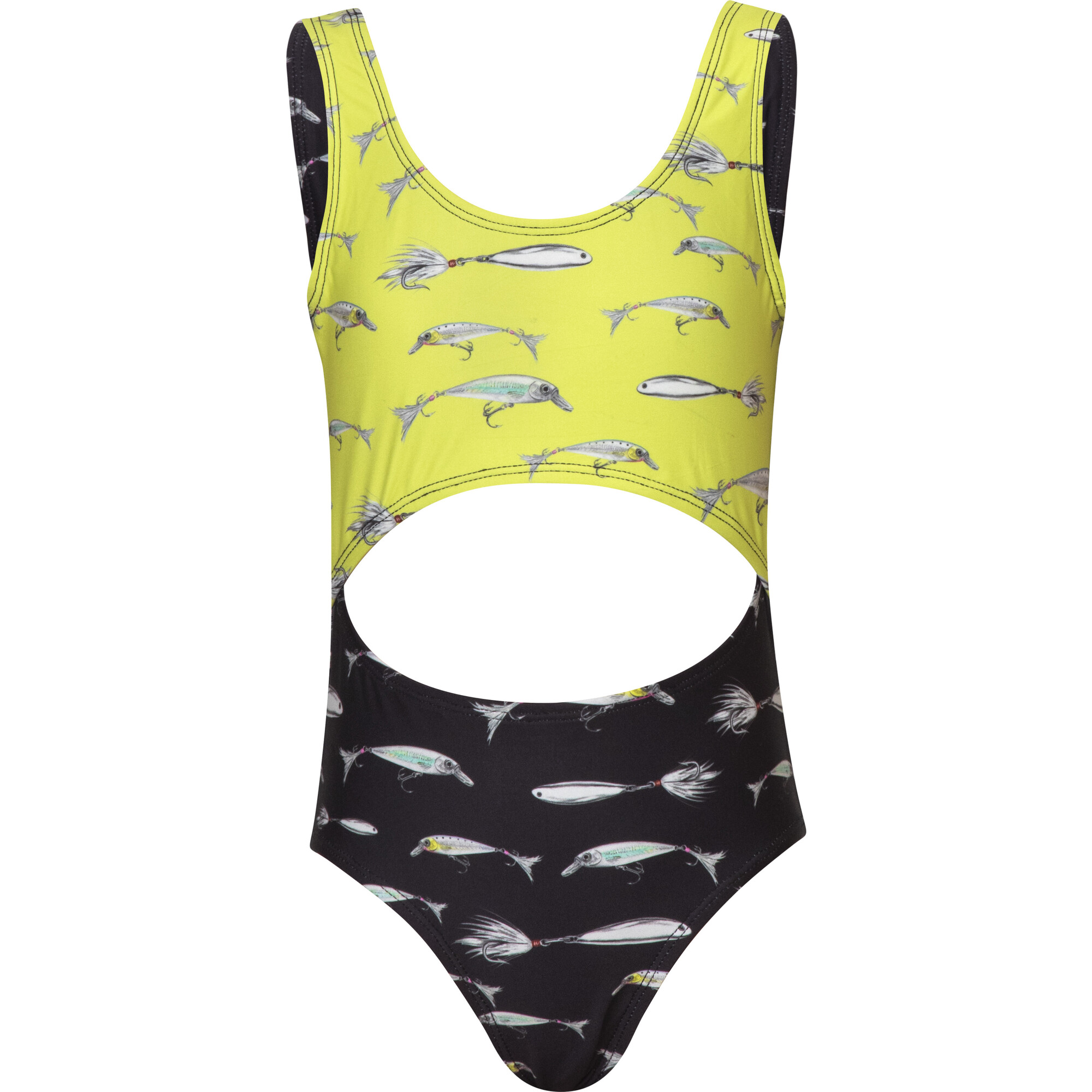 Sal Thin Strappy Back One Piece Trikini, Lemon And Black Fish - One Pieces - 1