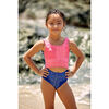 Sal Thin Strappy Back One Piece Trikini, Fucsia Bandana And Blue - One Pieces - 2