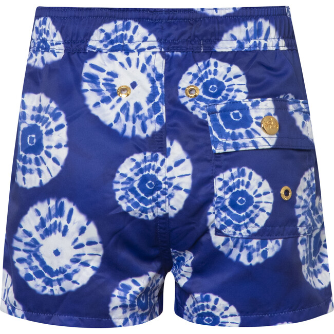 Kids Tie-Dye Drawstring Trunks, Blue - Swim Trunks - 2