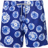 Men's Tie-Dye Drawstring Short Trunks, Blue - Swim Trunks - 1 - thumbnail