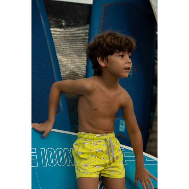 Kids Drawstring Trunks, Lemon Fish - Swim Trunks - 2