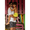 Men's Drawstring Short Trunks, Black Fish - Swim Trunks - 2