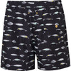 Men's Drawstring Short Trunks, Black Fish - Swim Trunks - 3