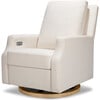 Crewe Electronic Recliner And Swivel Glider, Cream Eco-Weave With Light Wood Base - Nursery Chairs - 1 - thumbnail