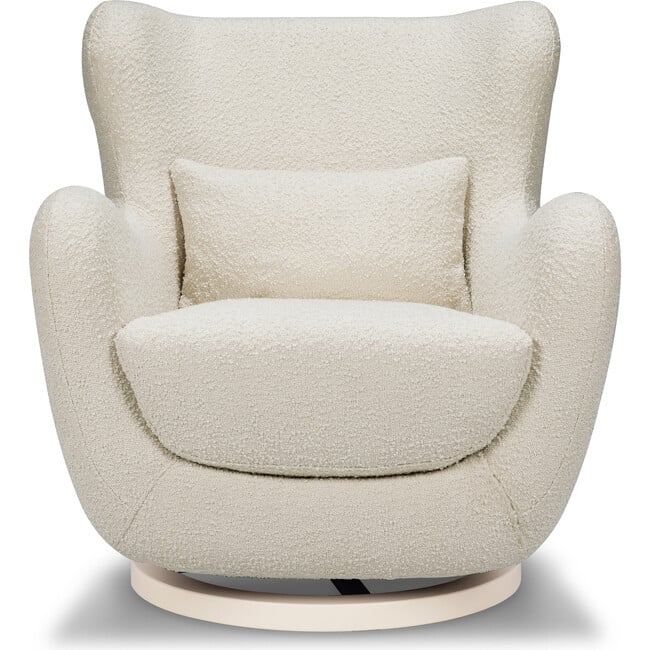 Solstice Swivel Glider Boucle, Ivory Boucle With Ivory Wood Base - Nursery Chairs - 2