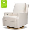 Crewe Electronic Recliner And Swivel Glider, Cream Eco-Weave With Light Wood Base - Nursery Chairs - 10