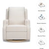 Crewe Electronic Recliner And Swivel Glider, Cream Eco-Weave With Light Wood Base - Nursery Chairs - 3