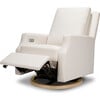 Crewe Electronic Recliner And Swivel Glider, Cream Eco-Weave With Light Wood Base - Nursery Chairs - 4